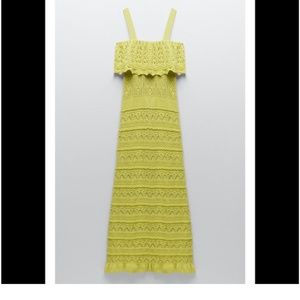 Zara Lime Yellow Knit Maxi Dress